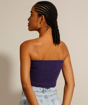 Top Faixa de Tricô Roxo
