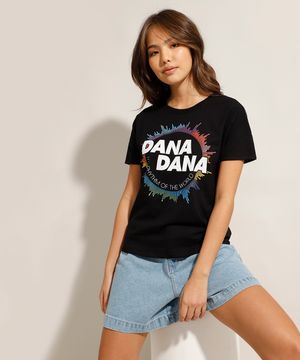 Blusa Juvenil "Dana Dana" Now United Manga Curta Decote Redondo Preta