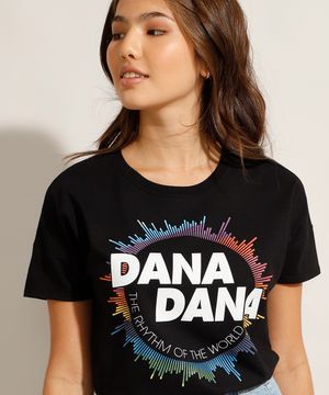 Blusa Juvenil "Dana Dana" Now United Manga Curta Decote Redondo Preta