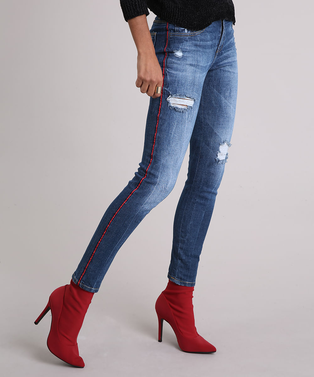 Calca-Jeans-Feminina-Cigarrete-com-Faixa-Lateral-e-Rasgos-Azul-Escuro-9113409-Azul_Escuro_1