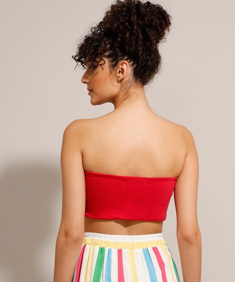 cropped Corset sem alça Rosa Escuro