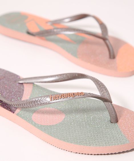Chinelo Feminino Havaianas Slim Pallet Glow com Glitter Rosa