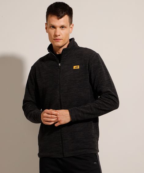 Jaqueta de Fleece Esportiva Gola Alta Chumbo