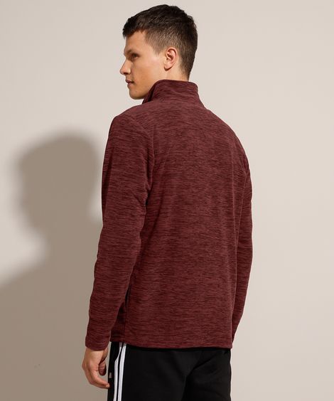 Jaqueta de Fleece Esportiva Gola Alta Vinho