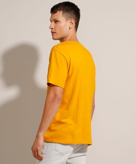 Camiseta Básica Manga Curta Gola Portuguesa Mostarda