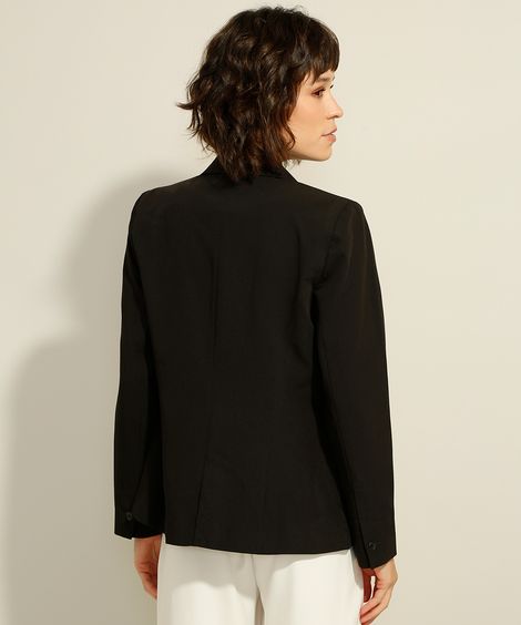 Blazer com Bolsos e Botão Preto