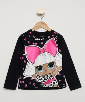 Blusa Infantil LOL Manga Longa Azul Marinho