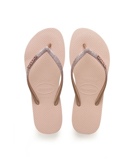 Chinelo Feminino Havaianas Slim com Glitter Rosa