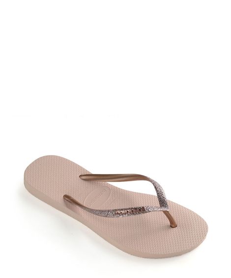 Chinelo Feminino Havaianas Slim com Glitter Rosa