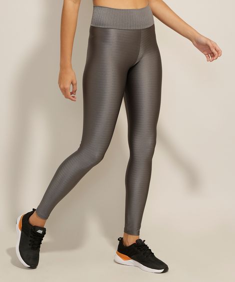 Calça Legging Esportiva Texturizada Chumbo