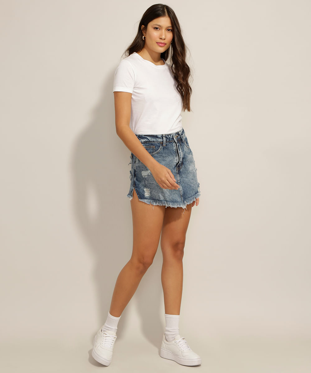 short saia jeans cea