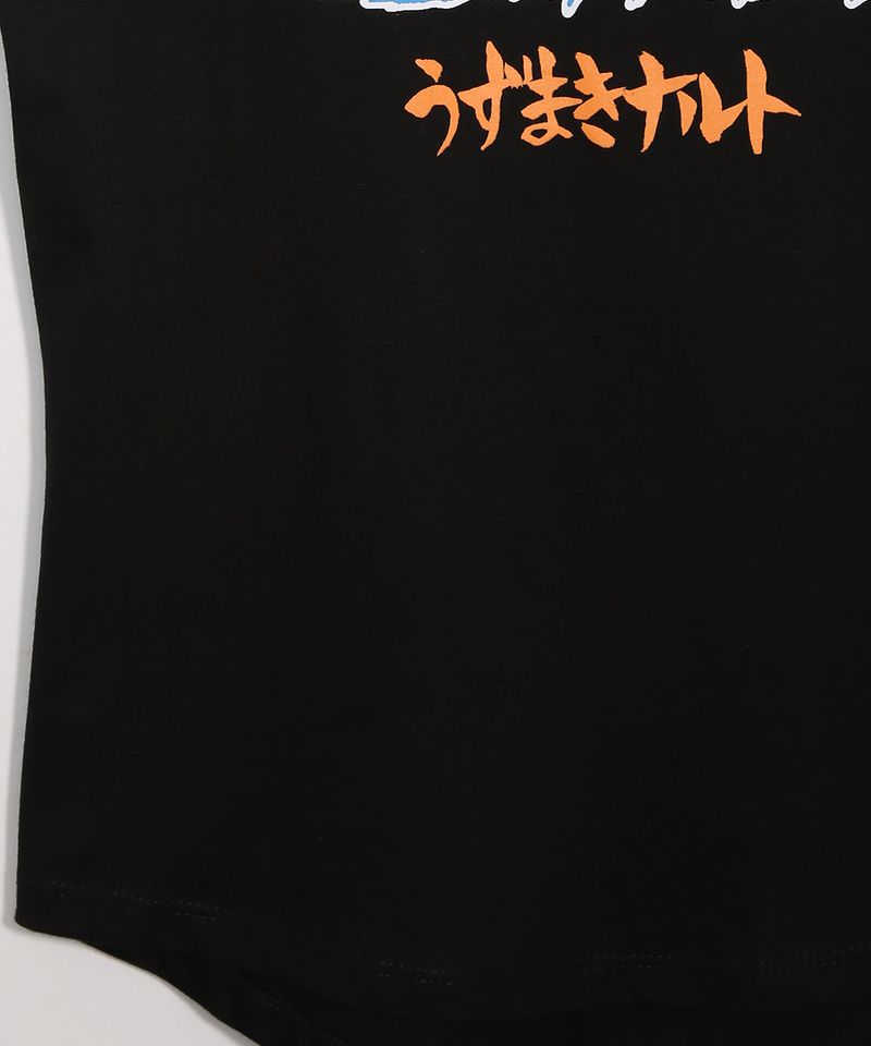 C&A Camiseta Juvenil Estampada Nuvens Naruto Manga Curta Preta 