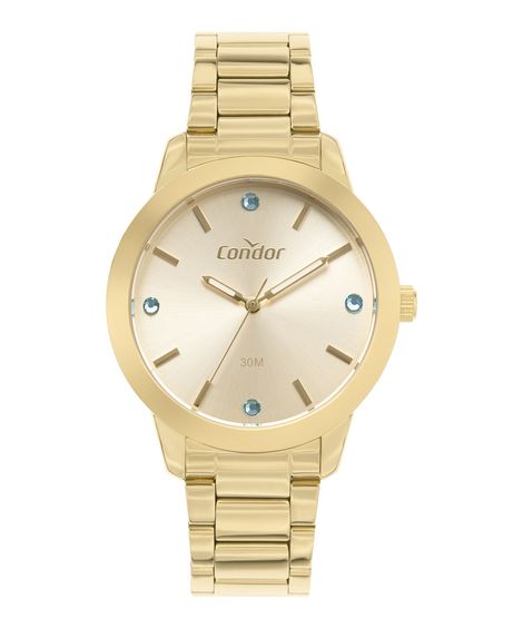 Kit de  Relógio Analógico Condor Feminino - CO2036MVN/K4D + Colar e Brinco Dourado