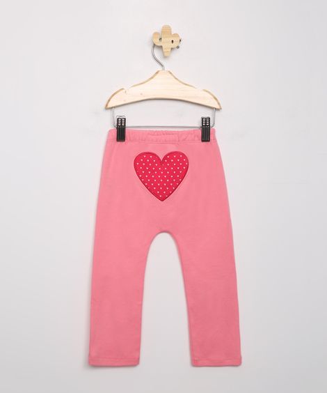 Calça Infantil com Patch de Ratinha Rosa