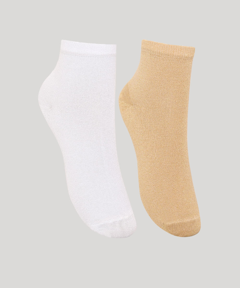 Kit com duas meias de lurex, da C&A