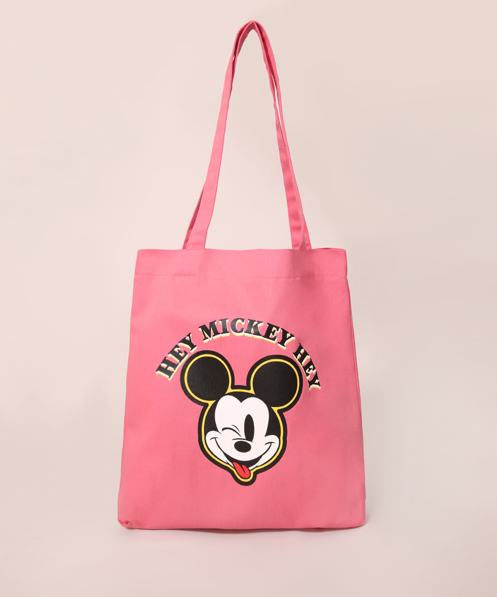 Sacola Ecobag Mickey de Lona Rosa