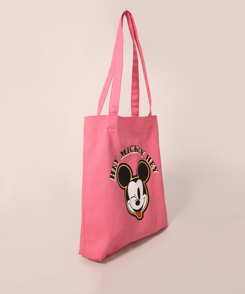 Sacola Ecobag Mickey de Lona Rosa