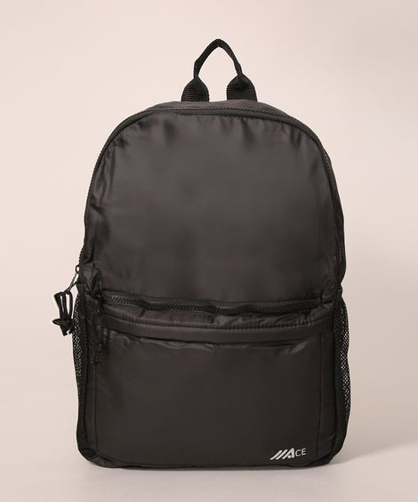Mochila Dobrável Esportiva com Bolso de Nylon Preta