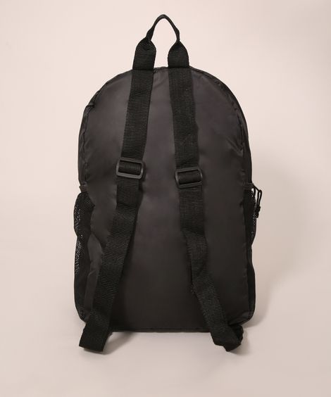 Mochila Dobrável Esportiva com Bolso de Nylon Preta