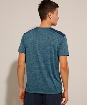 Camiseta Esportiva Ace Estampada com Recorte Manga Curta Gola Careca Azul