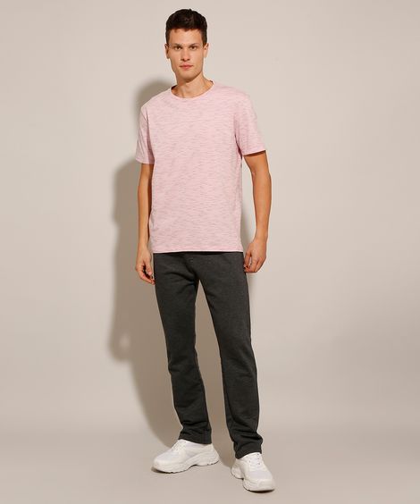 Calça Slim de Moletom Básica com Cordão Cinza Mescla Escuro
