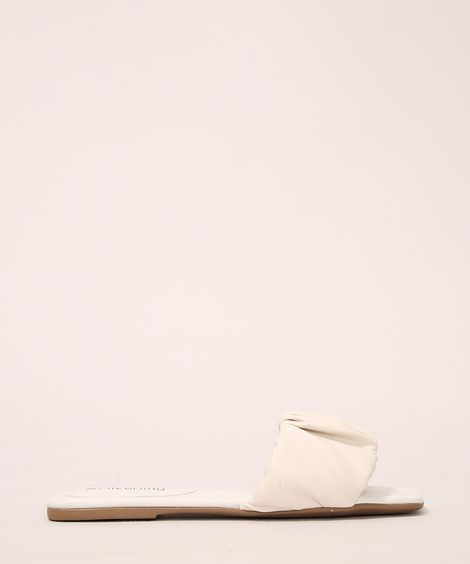 Rasteirinha Infantil com Franzido Off White
