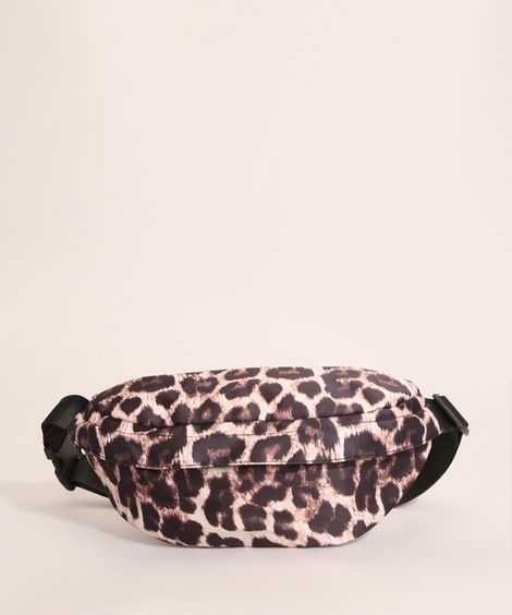 Pochete Feminina Estampada Animal Print de Onça Bege