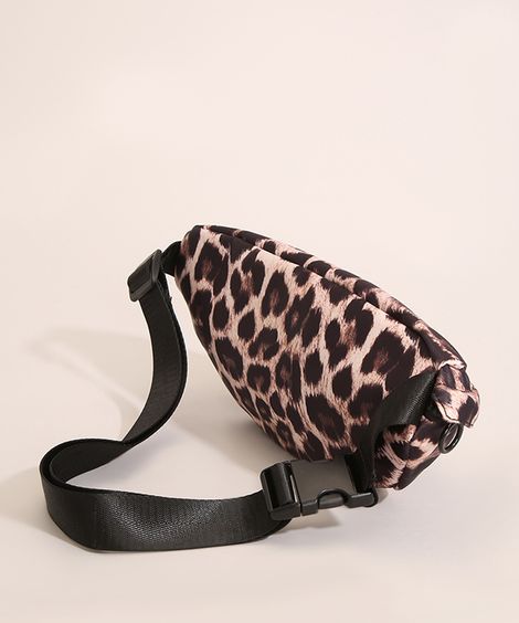 Pochete Feminina Estampada Animal Print de Onça Bege