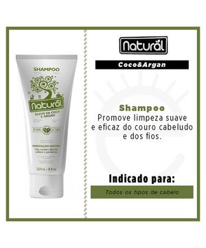 Orgânico Natural Óleo de Coco e Argan - Shampoo 237ml