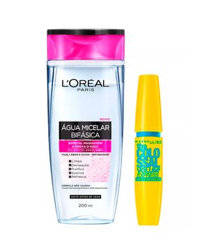 Maybelline Kit - Água Micelar Bifásica + Máscara de Cílios The Colossal Volum' Express Waterproof