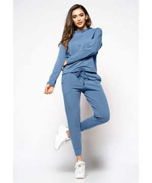 Conjunto  Comfy Com Casaco Capuz e Jogger Moletinho Azul Salvatore Fashion