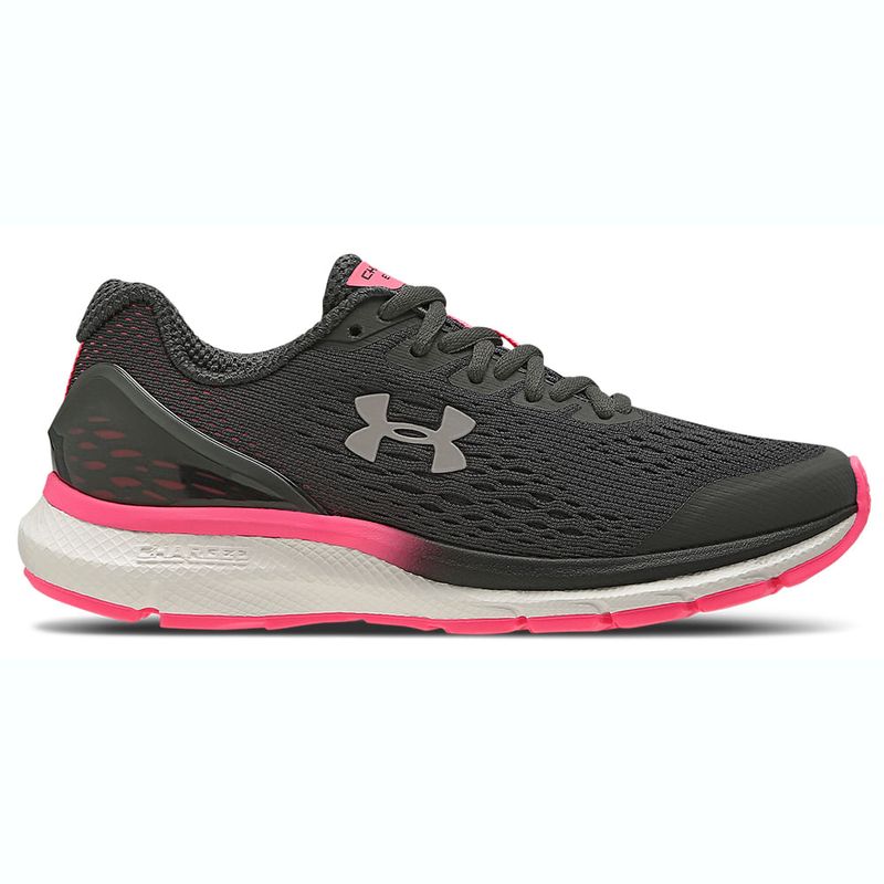 tênis de corrida feminino under armour charged extend preto e rosa - C&A