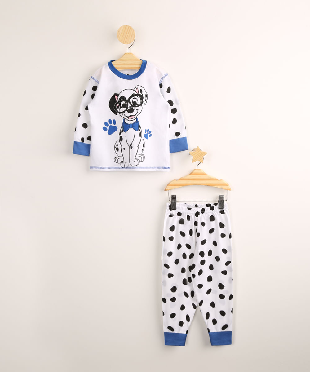 Menor preço em Pijama Infantil Manga Longa  101 Dálmatas Off White