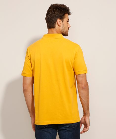 Polo Comfort de Piquet Básica Manga Curta Mostarda