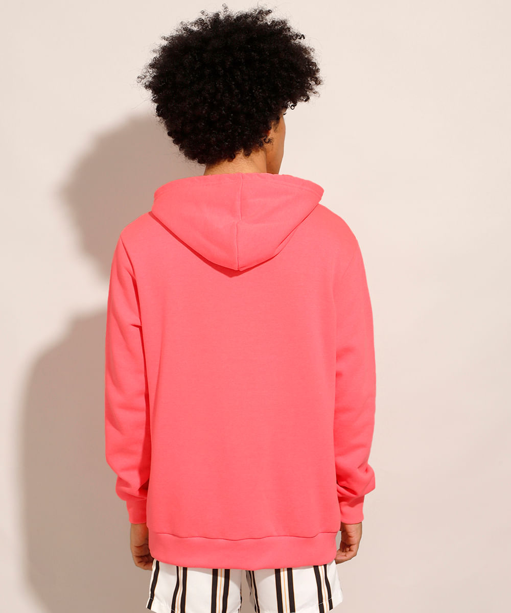 neon pink zip up moletom com capuz