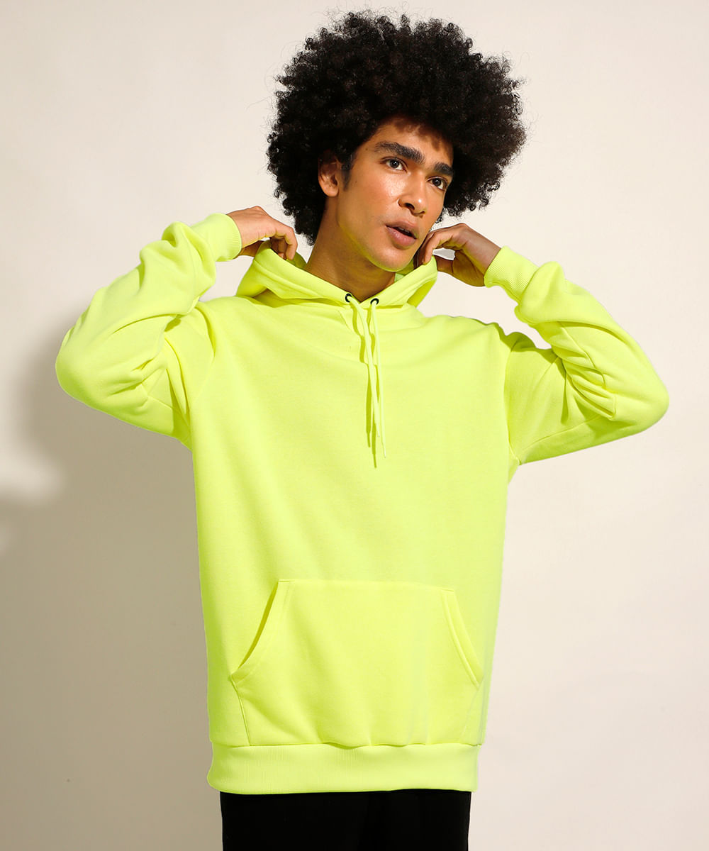 fluorescent green moletom com capuz