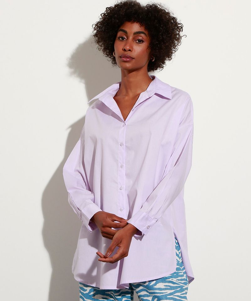 Camisa <em>oversized</em> de algodão manga longa Mindset, da C&A