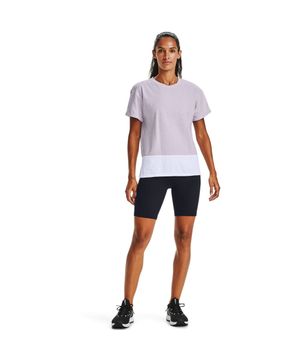 Camiseta de Treino Feminina Under Armour Charged Cotton SS Lilás e branca