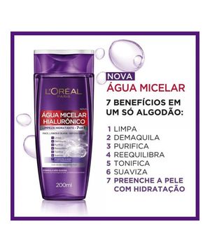 Água Micelar LOréal Paris Hialurônico - 200ml único