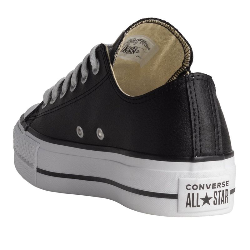 Tenis Converse Chuck Taylor All Star Lift Plataforma Couro Preto/Branco -  NewSkull