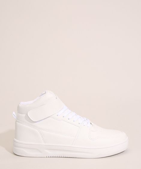 Tênis Feminino Casual Cano Alto com Velcro Branco