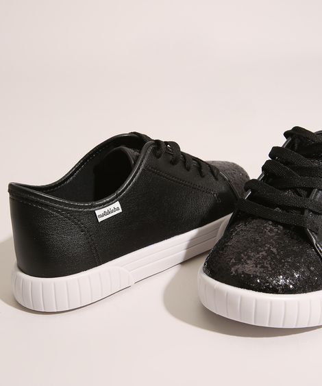 Tênis Infantil com Glitter Molekinha Preto