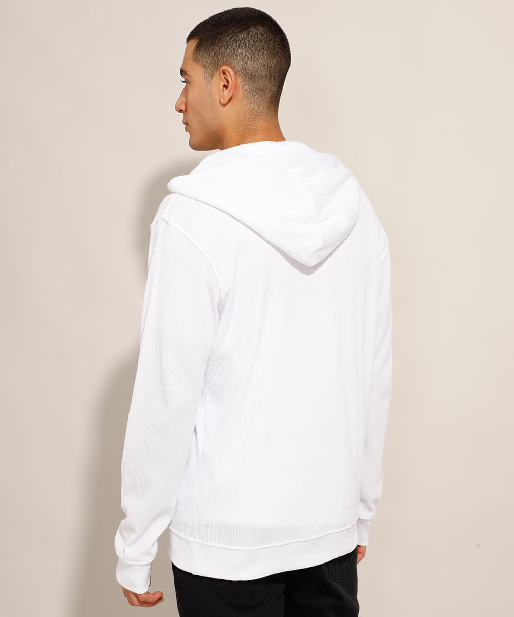 plain white pullover moletom com capuz