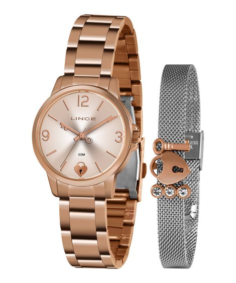 Kit Relógio Feminino Lince  Analógico LRR4682L KN22R2RX + Pulseira Rosê