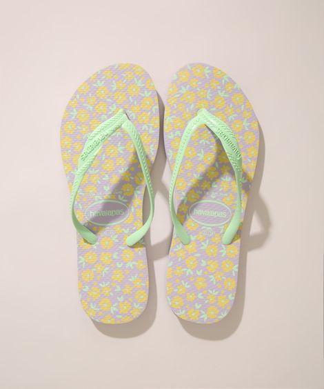 Chinelo Feminino Fantasia Romântica Estampado Floral Havaianas Lilás