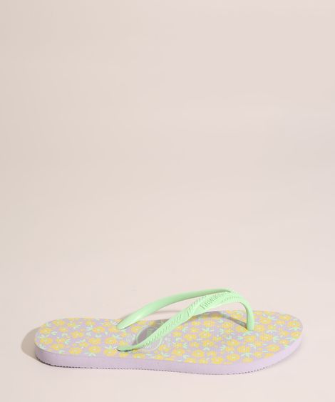Chinelo Feminino Fantasia Romântica Estampado Floral Havaianas Lilás