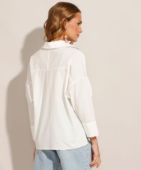 Camisa Manga Longa com Bolso Off White