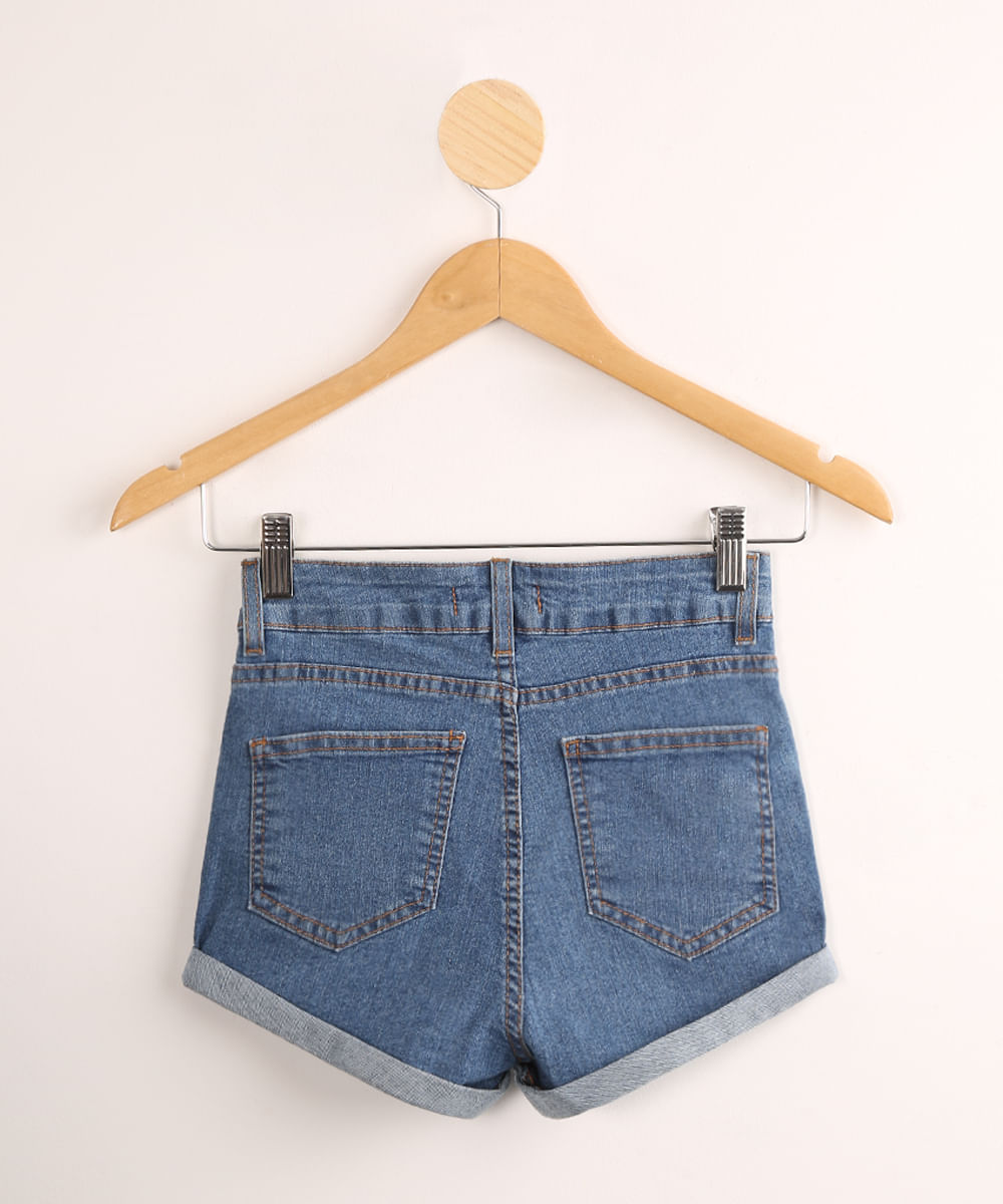 short jeans juvenil cintura alta