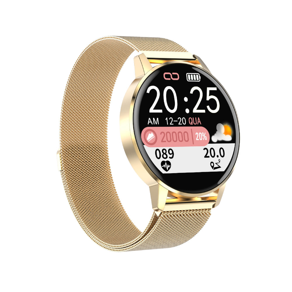 smartwatch feminino rose redondo