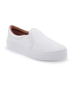 Tênis Slip On Flatform Feminino Liso Conforto Dia a Dia Leve